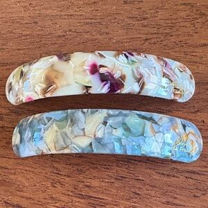 Floral Hair Clips - Cream and Green